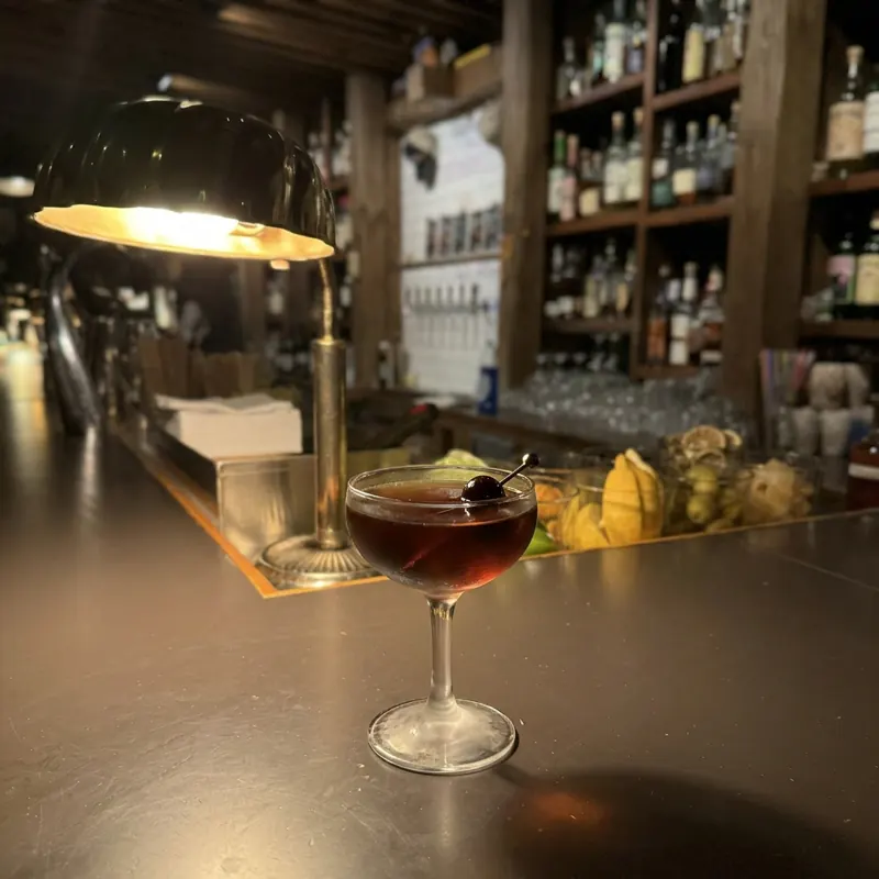 The La Louisiane cocktail, dim candlelight at Robin Room.