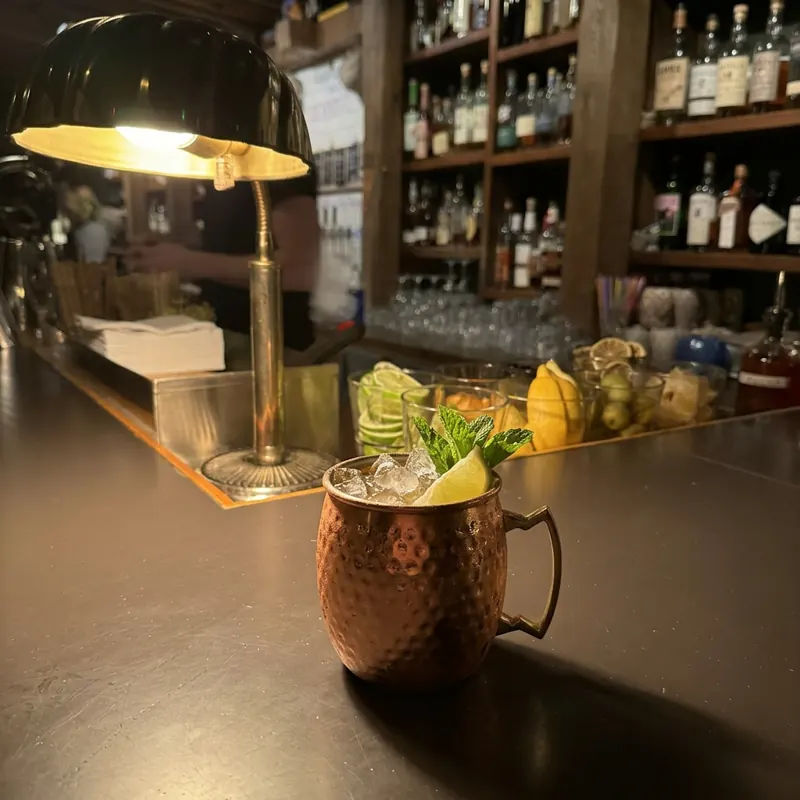 The Moscow Mule cocktail, dim candlelight at Robin Room.