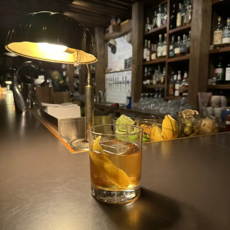 The Suntory Time cocktail, dim candlelight at Robin Room.