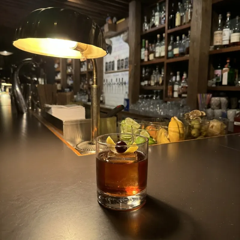 The Vieux Carre cocktail, dim candlelight at Robin Room.