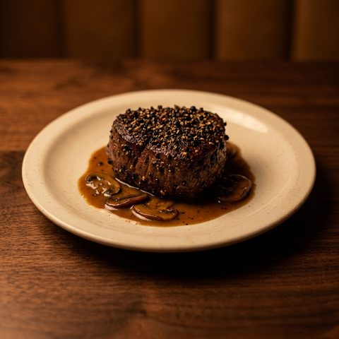 Filet au poivre with cream sauce