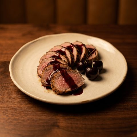 Pork tenderloin with cherry sauce