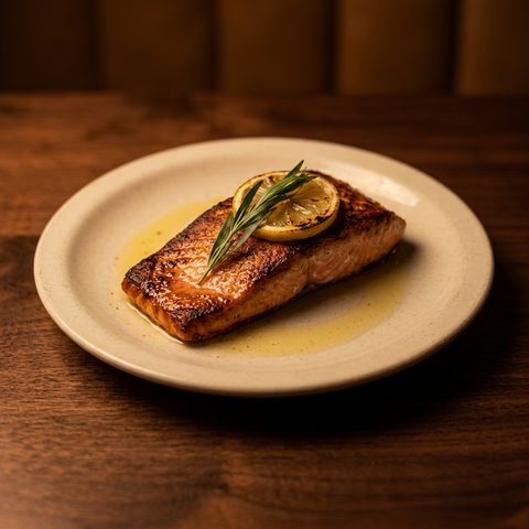 Broiled salmon fillet