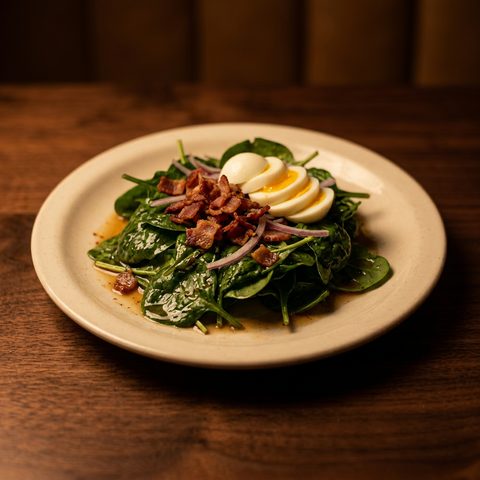 Warm spinach salad